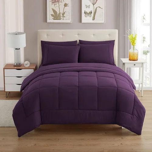 Vista 122 de Sweet Home Collection Juego de edredón de 7 piezas de color sólido para todas las estaciones, manta alternativa de plumón suave y lujosas sábanas