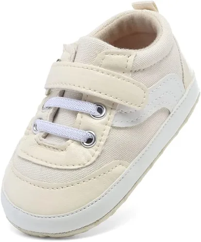 Vista 8 de Tenis de lona para bebés niños y niñas, suela suave, antideslizantes, ligeros, para recién nacidos, para primeros pasos, para cuna de 0 a 18 meses