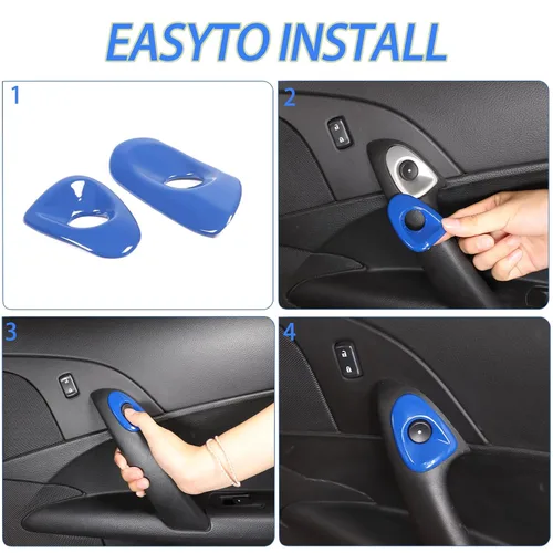 Vista 5 de Cubierta para interruptor de puerta de automóvil compatible con Chevy Corvette C6 2005-2013, accesorios de ajuste de botón de interruptor de bisel