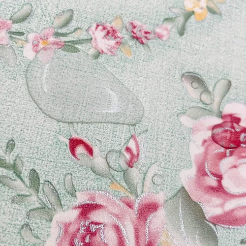 Vista 6 de SimpleLife4U papel adhesivo retro de rosas verde claro para recubrimiento de estantes, adhesivo para mesas y puertas de 17.7 pulgadas por 9.8 pies