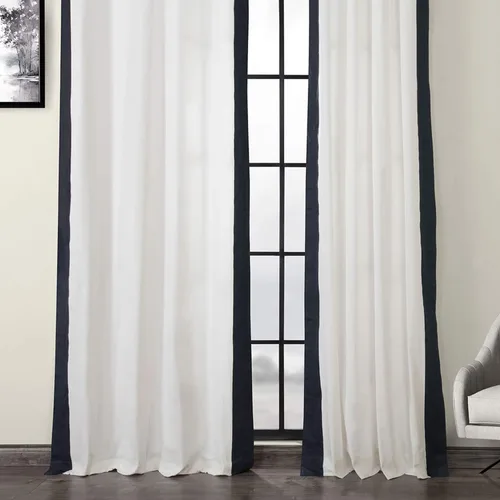 Vista 4 de HPD Half Price Drapes PRCT-VC1713-84-GR - Cortinas de algodón con ojales estampadas para sala de estar y dormitorio (1 panel), 50 x 84 pulgadas