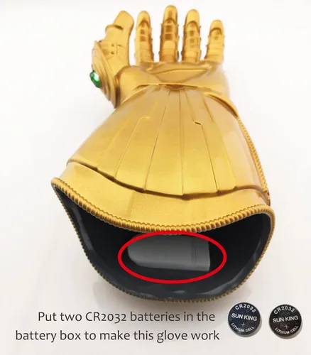 Vista 8 de Guante infinito de PVC iluminable para adultos guantes de guantelete de Iron Man Infinity Thanos dorados piedra infinita LED iluminada joya
