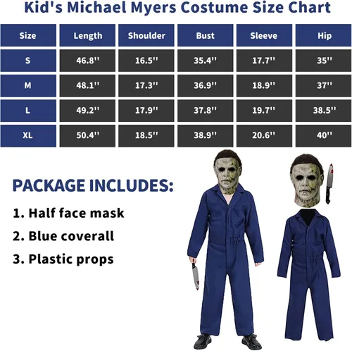 Vista 5 de Michael Myers Costume for Kids Boys Michael Myers Jumpsuit Mask with Blood Knife Halloween Michael Myers Outfits