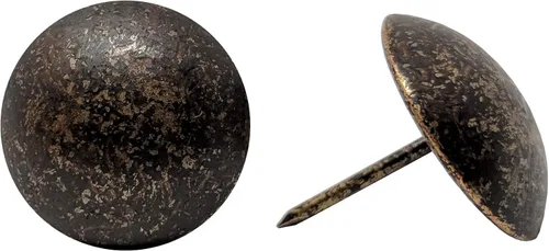Vista 8 de Tachuelas de Tapicería Premium, Clavos de Cabeza de 1 pulgada de Diámetro, Adorno Decorativo Grande para Muebles (25, Peltre Antiguo)