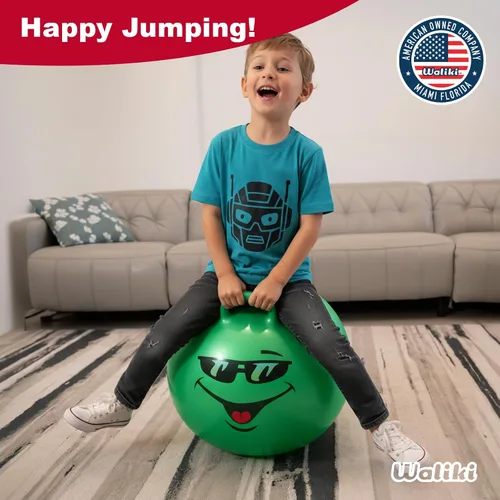 Vista 4 de WALIKI Bola de Saltar Juguetes para Niños y Niñas de 3, 4, 5 y 6 Años Bola de Salto Terapéutica Verde de 18" para Niños Juguetes al Aire Libre