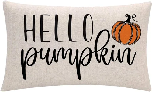 Vista 2 de 7COLORROOM Juego de 2 fundas de almohada con texto en inglés "It's Fall Yall" de cosecha de otoño, rectangular/funda de cojín de cintura, fundas