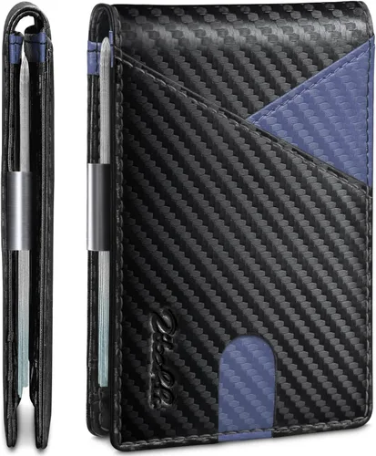 Vista 92 de Zitahli - Billeteras delgadas RFID para hombres, billetera de cuero flexible con clip de dinero, cartera minimalista con bolsillo frontal