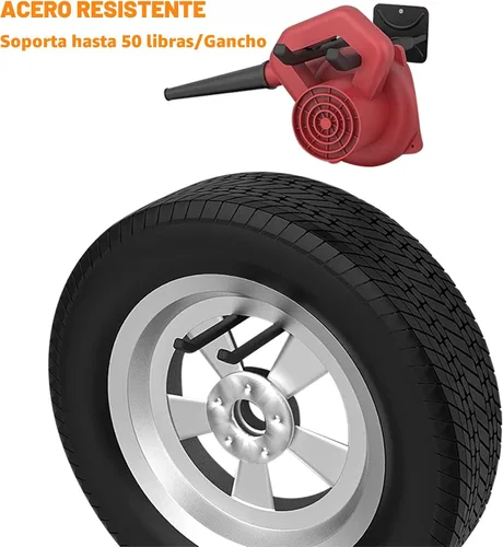 Vista 4 de TORACK Ganchos de garaje para organizador de herramientas resistentes, soporte de pared, ganchos de almacenamiento de garaje para neumáticos