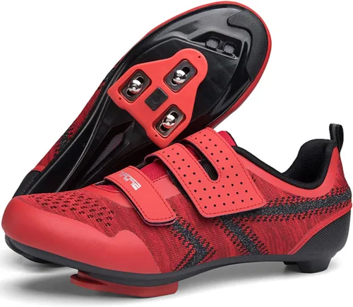 Vista 4 de Zapatos de ciclismo unisex compatibles con Peloton Road Bike Shoes para hombres y mujeres con clip de tacos Delta, para interiores y exteriores