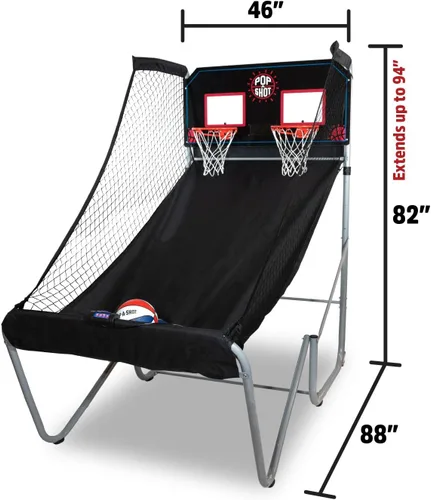 Vista 2 de Pop-A-Shot - Home Dual Shot Juego de baloncesto arcade para el hogar Aro de puntuación con sensor, 16 modos de juego, 7 bolas Plegable para un