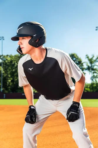 Vista 2 de Mizuno Protector facial para bateadores, negro, bateador de mano derecha, espuma, plástico