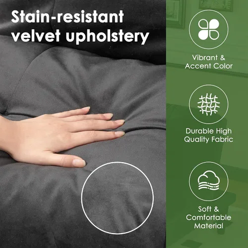 Vista 3 de Vongrasig Sofá cama pequeño futón de terciopelo con respaldo ajustable, sofá cama plegable convertible, sofá cama moderno para sala de estar