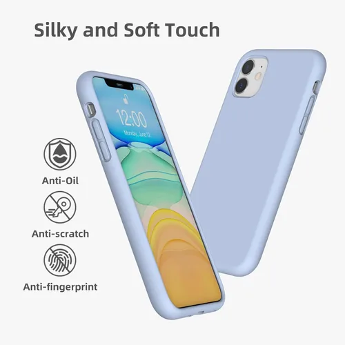 Vista 6 de Funda de silicona líquida compatible con iPhone 11, color azul claro [Protección contra caídas] [Resistente a los arañazos, a prueba de golpes]