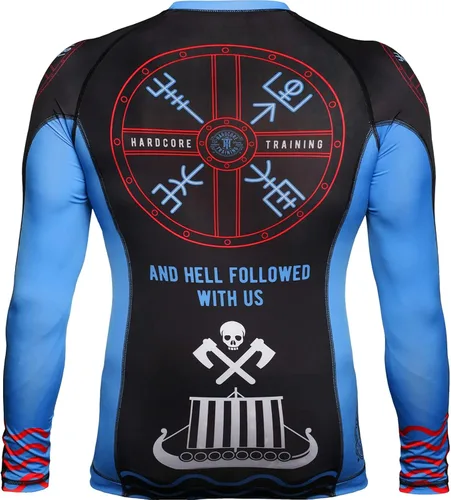 Vista 2 de Hardcore Training Norman Viking - Camiseta de compresión de manga larga para hombre, sin Gi, apretada, BJJ con capa base de agarre