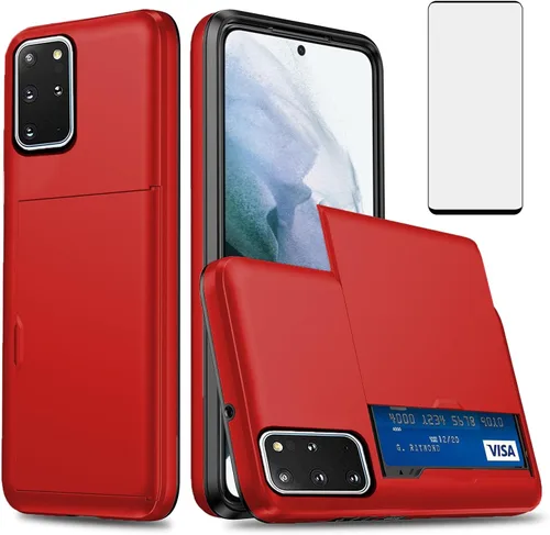 Vista 8 de Asuwish Funda para Samsung Galaxy S20 Plus/S20 Plus 5G con protector de pantalla de vidrio templado y tarjetero tipo cartera, funda rígida híbrida