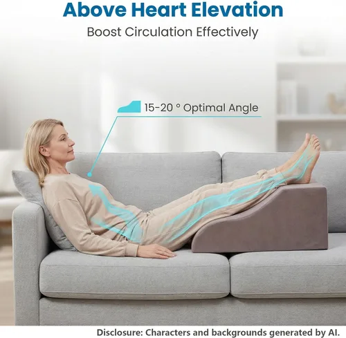 Vista 3 de Almohadas de elevación de piernas, almohada ergonómica de cuña de espuma viscoelástica, almohadas posicionadoras de piernas, cuidado cómodo