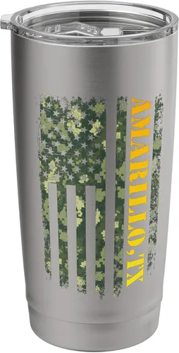 Vista 8 de Amarillo Texas Camouflage Usa Flag Stainless Steel Insulated Tumbler