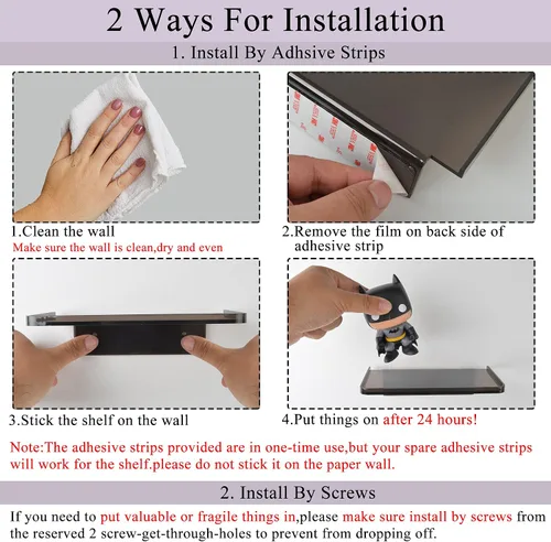 Vista 3 de Estante de pared adhesivo – Pequeño estante de acrílico transparente adhesivo montado en la pared, estantes para teléfono, estante de toallitas