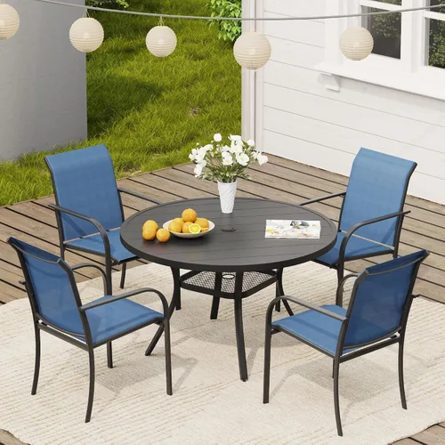 Vista 35 de VICLLAX Juego de 2 sillas de patio pequeñas para exteriores, juego de sillas apilables para patio y mesa de comedor cuadrada para porche delantero