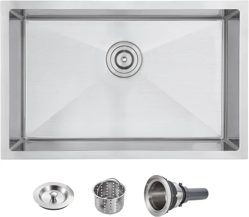 Vista 17 de POPFLY Fregadero de barra de 15 pulgadas, fregadero de cocina pequeño negro de 15 x 15 pulgadas, fregadero de preparación de barra de cocina