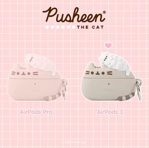 Vista 6 de Pusheen - Funda compatible con AirPods 3 [Pusheen & Stormy] + dije de teléfono Pusheen [Navidad]