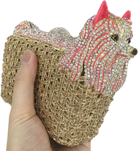 Vista 3 de Boutique De FGG Bolsas de noche para cachorros y embragues para mujer, fiesta formal, caniche, perro, bolso de mano de cristal, bolso de mano de boda