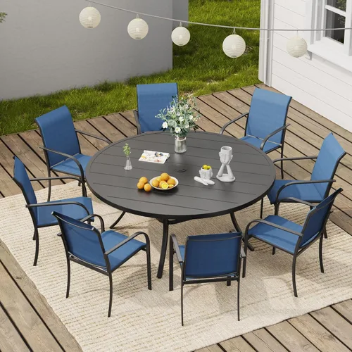Vista 54 de VICLLAX Juego de 2 sillas de patio pequeñas para exteriores, juego de sillas apilables para patio y mesa de comedor cuadrada para porche delantero