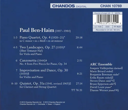 Vista 3 de Music in Exile Chamber Works By Ben-Haim
