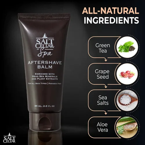 Vista 7 de Salt Cellar Juego de afeitado y después del afeitado del Mar Muerto para hombres, kit de aseo totalmente natural con minerales del mar Muerto