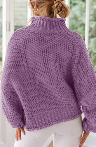 Vista 3 de ZESICA Women's 2023 Turtleneck Batwing Sleeve Loose Oversized Chunky Knitted Pullover Sweater Jumper Tops