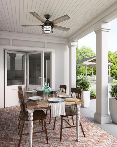 Vista 9 de Hunter Key Biscayne - Ventilador de techo, para interiores y exteriores, con luz LED y control para cadena de tracción