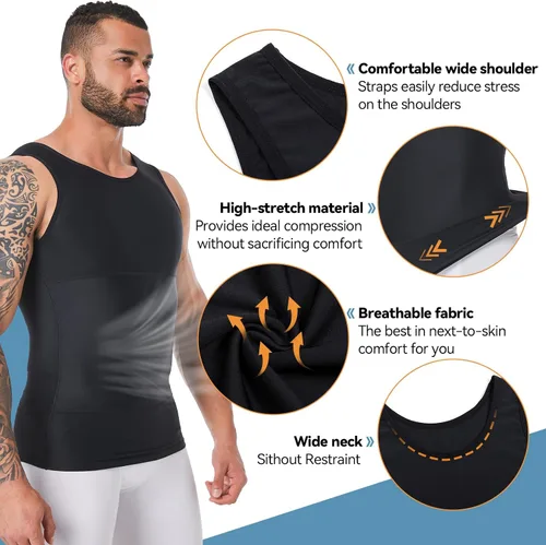 Vista 3 de Body Shaper, chaleco de compresión para adelgazar, control de abdomen, para ocultar el pecho, ginecomastia