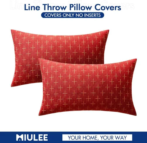 Vista 121 de MIULEE - Juego de 2 fundas de almohada decorativas de lino de arpillera navideñas, modernas, estilo campestre, rústicas, tejidas, con textura