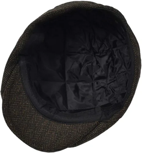 Vista 4 de VOBOOM Gorra de mezcla de lana para hombre, gorra de tweed de 8 paneles, gorra plana de cabbie