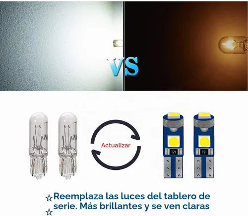 Vista 2 de 10 bombillas LED T5 para tablero de instrumentos, superbrillantes, 17, 37, 70, 74, T5, bombillas LED para interior de automóvil, panel