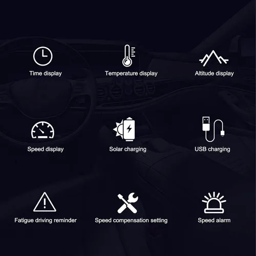 Vista 8 de Acouto Universal Auto HUD Proyector Multifuncional Velocímetro Vehículo de Carga Solar Pantalla de Video