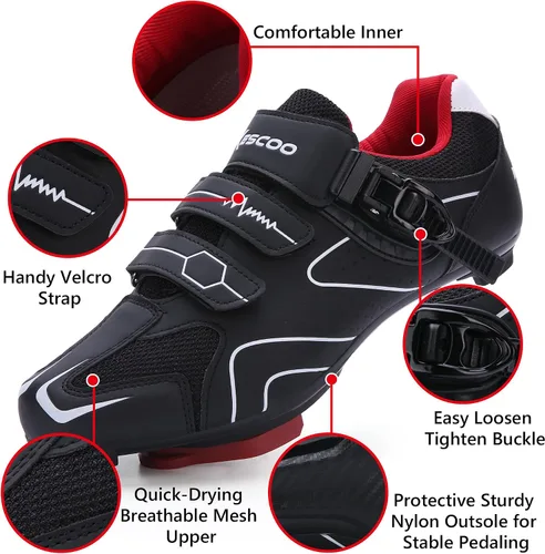 Vista 3 de Zapatos de ciclismo unisex compatibles con pelaton para interiores y exteriores, zapatos de equitación para hombres y mujeres Delta Tacos con clip