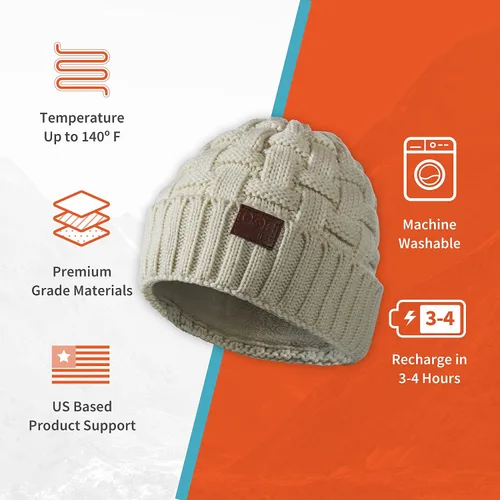 Vista 4 de Crest 2 Zone - Gorro con calefacción para mujer, 7,5 horas de calor