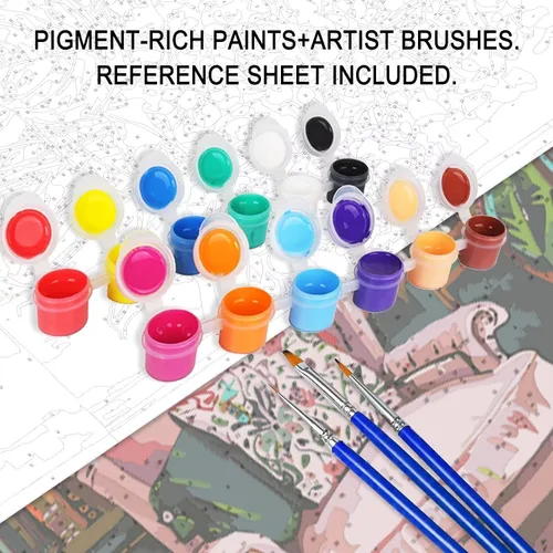 Vista 5 de Kit de pintura digital de plantas coloridas en macetas por números para adultos, juego de pintura al óleo acrílica para principiantes, plantas