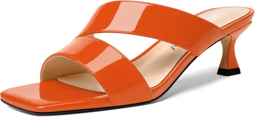 Vista 9 de SKYSTERRY Sandalias de tacón bajo con punta abierta para mujer, con tacón bajo, de 2 pulgadas Beige