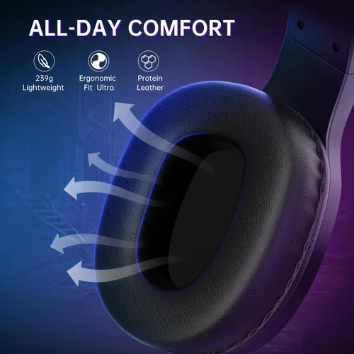 Vista 5 de AOC - Auriculares inalámbricos para juegos compatibles con PS5/4, Nintendo Switch, PC, auriculares Bluetooth 5.4 y 2.4GHz para juegos con micrófono
