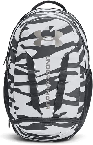 Vista 21 de Under Armour Mochila Hustle 5.0 unisex (004) negro / negro jaspeado medio / brillo dorado metálico