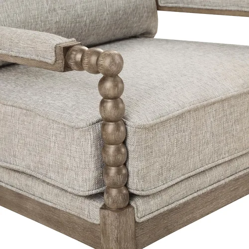 Vista 7 de OSP Home Furnishings Fletcher - Silla decorativa con acabado marrón rústico, tapicería beige niebla