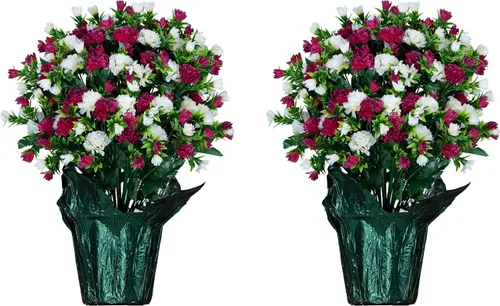 Vista 10 de Decoración de ramo de flores artificiales conmemorativas con peso, altura de 18 a 20 pulgadas, vegetación artificial, resistente a la decoloración