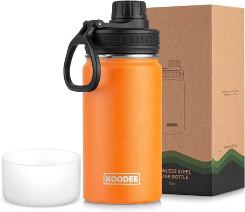 Vista 14 de koodee Botella de agua para niños, botella de agua de acero inoxidable de 12 onzas con aislamiento al vacío para la escuela, botella de agua de boca
