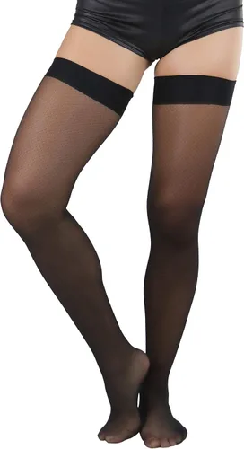 Vista 38 de ToBeInStyle Medias de red atemporales con costura trasera para mujer