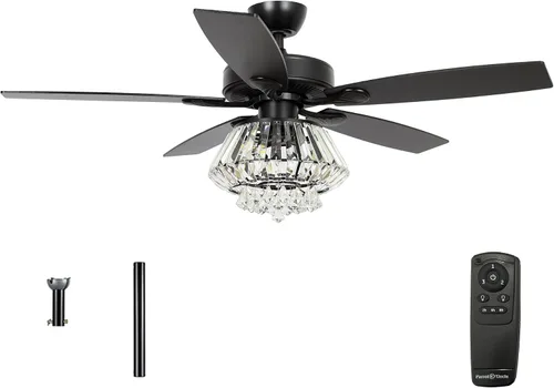 Vista 12 de Ventilador de techo de 52 pulgadas con luz, ventilador de araña de cristal Cromo