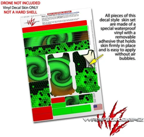 Vista 4 de Skin Wrap 2 Pack para DJI Ryze Tello Drone alecias Swirl 01 verde Drone No Incluidas