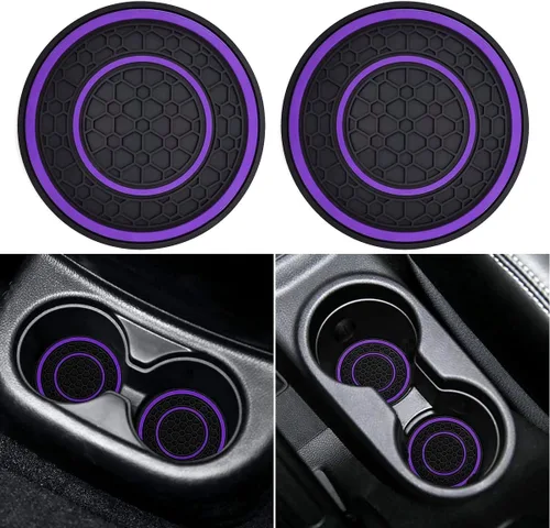 Vista 11 de Auprite Portavasos para automóvil, paquete de 2 posavasos universales antideslizantes para automóvil, accesorios para el interior del automóvil Negro