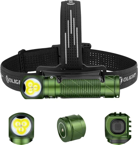 Vista 10 de OLIGHT Perun 3 - Linterna frontal recargable, 3000 lúmenes LED con luz roja, lámpara frontal impermeable con diadema para campamento al aire libre